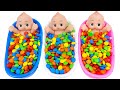 Satisfying Video l Mixing Candy in BathTub & Magic Skittles & Slime Cutting ASMR #22