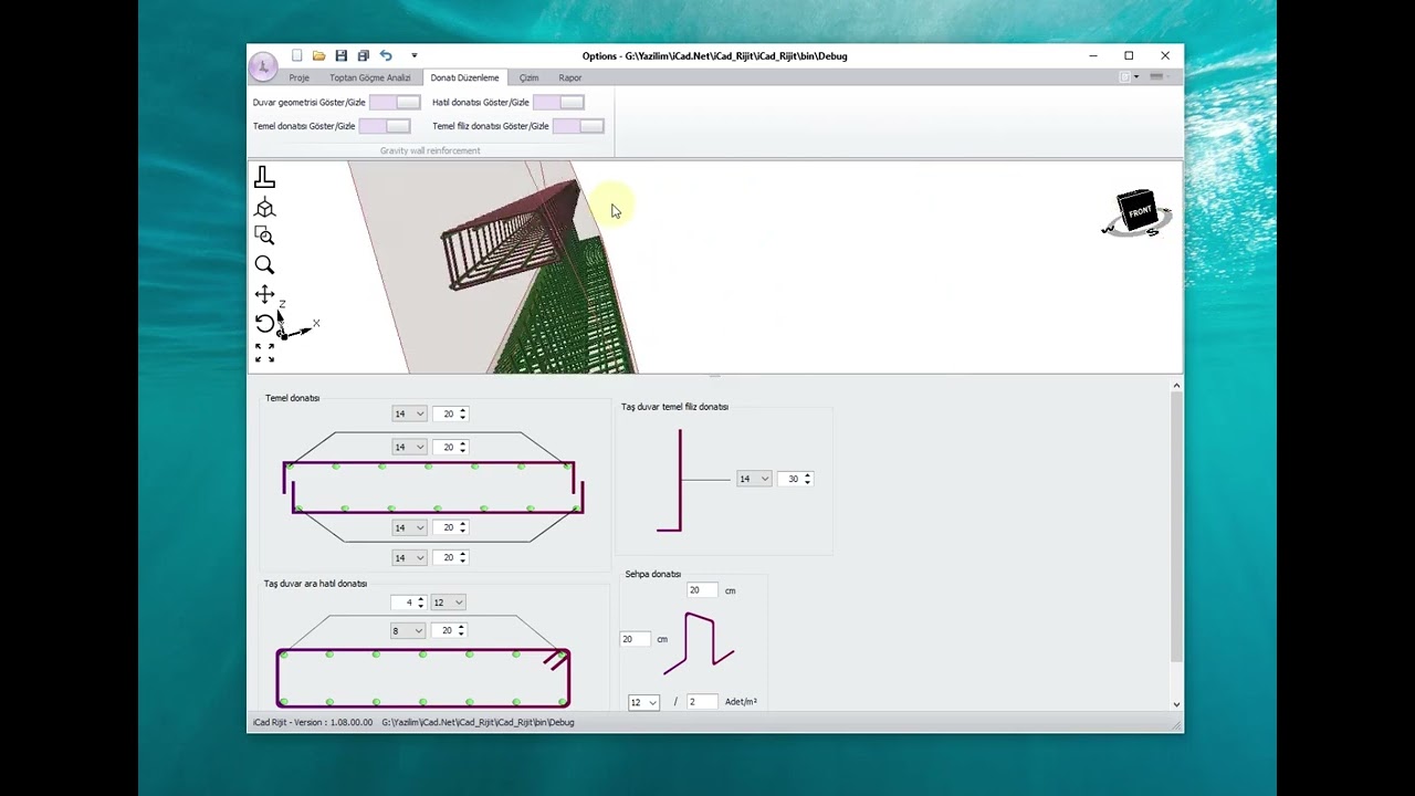iCad Rijit   Taş istinat duvarı hesabı