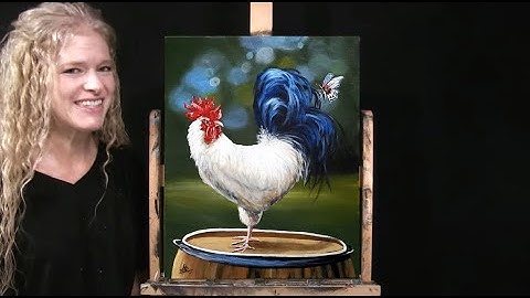 Learn How to Draw and Paint "ROOSTER AND BUTTERLY" with Acrylics- Fun Easy Art Tutorial-TIME LAPSE