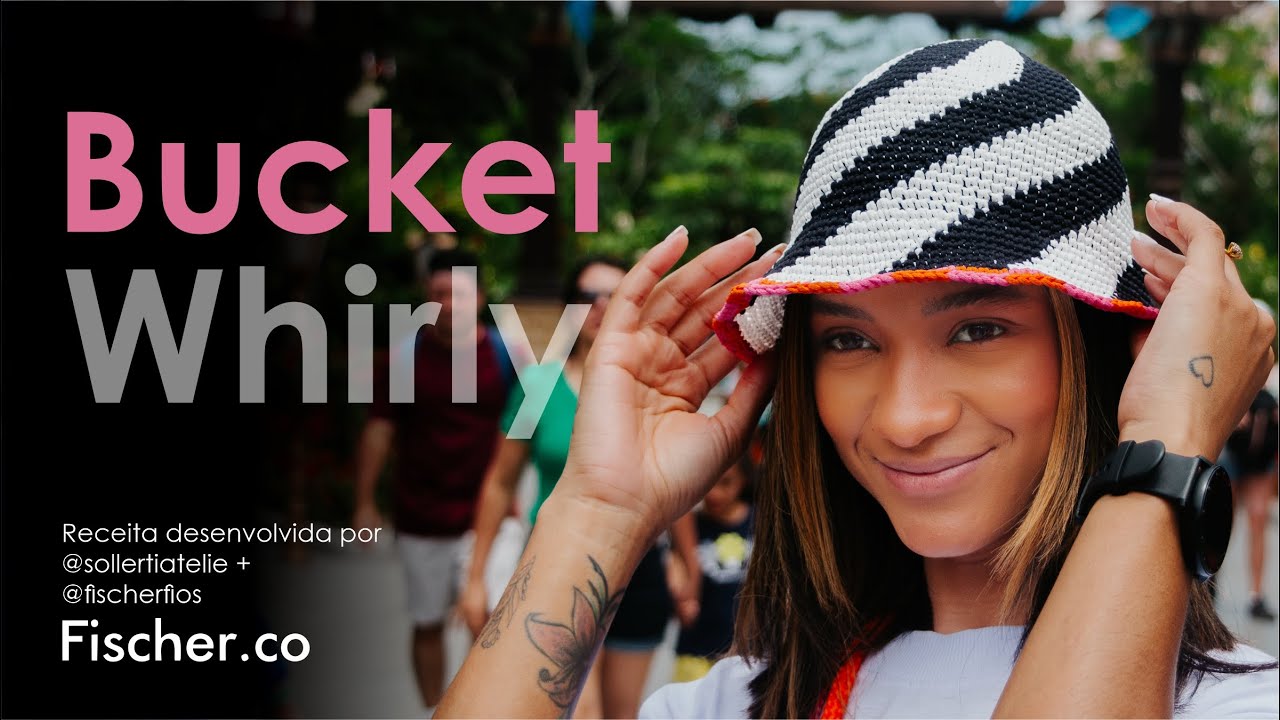 Whirly bucket hat in crochet with Fischer Opaque yarn | By Tayná