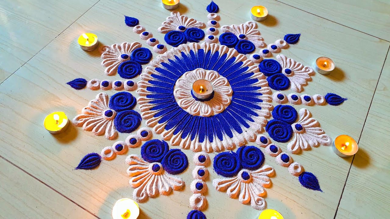 2 Easy Rangoli Designs Using Only 2 Colours. Satisfying Video ...