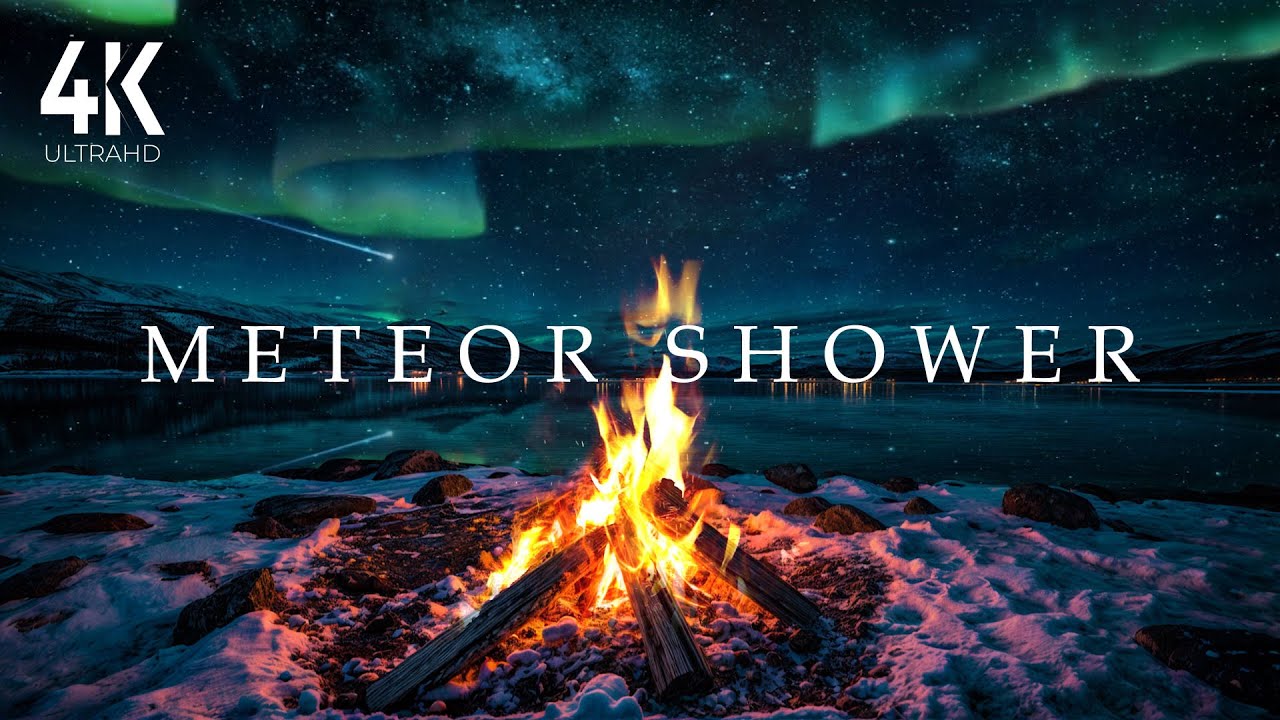 4K Cozy Fire and Aurora Borealis | Relaxing Fireplace Sounds with Northern Lights