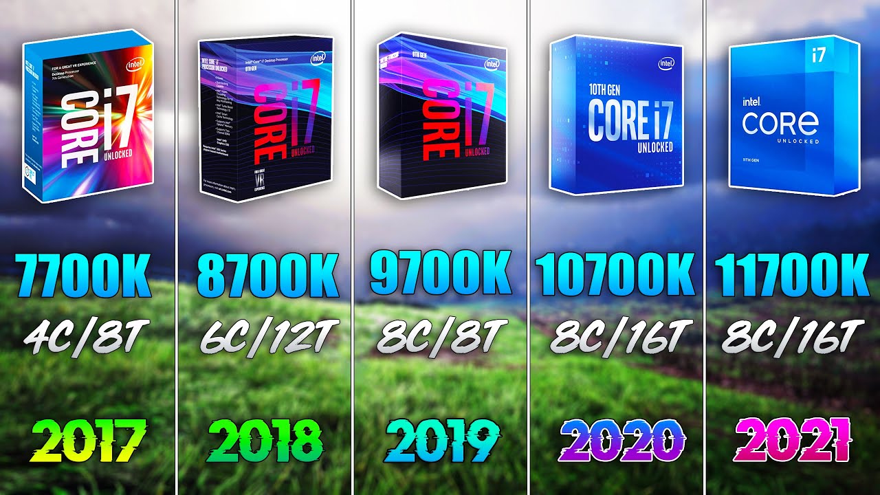 i7 11700K vs i7 10700K vs i7 9700K vs i7 8700K vs i7 7700K - Test in 7  Games 