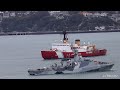 American icebreaker  british patrol vessel pass on auckland harbour  2024