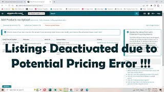 Listings Deactivated due to Potential Pricing Error on Amazon Seller Central !!!