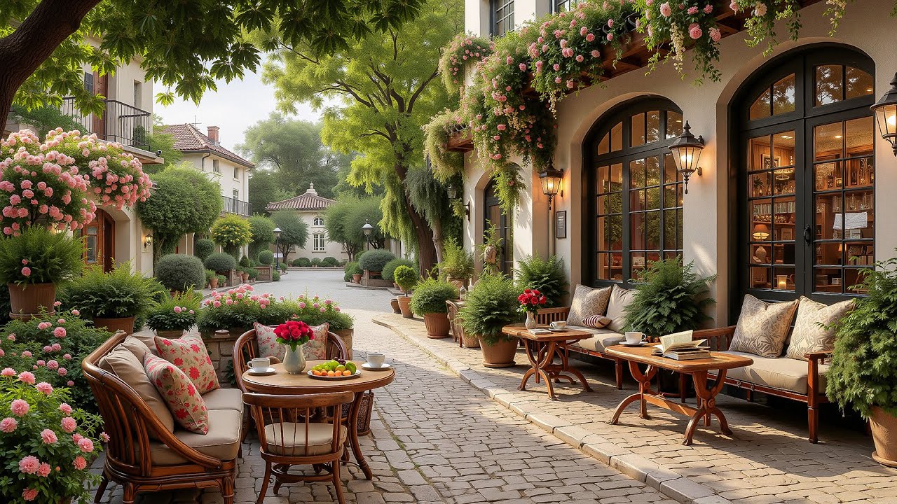 Outdoor Morning Coffee Shop Jazz ☕ Cozy European Cafe Ambience for Deep Focus