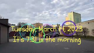 8 degrees Celsius - warm, spring. My journey to and from work 14.03.2023.