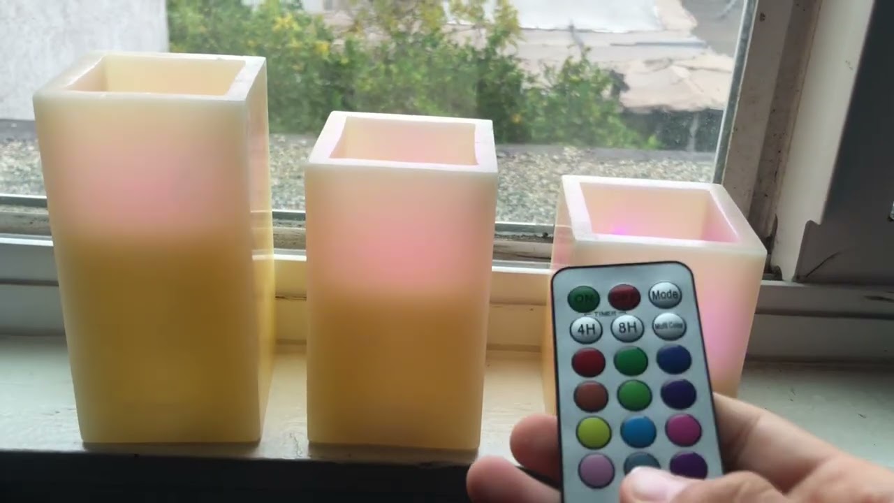 LED color changing square wax candles with remote control by LEDlytz