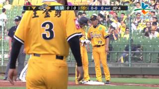 20130721 CPBL 猿 VS 象 1下 王溢正中職初登板就被首名打者張正偉敲出安打