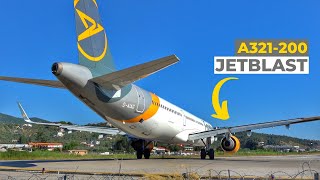 JETBLAST FLIPS SMALL BOAT | Condor A321 Low Landing & Takeoff at Skiathos Airport | Plane Spotting by GreatFlyer 30,570 views 1 year ago 4 minutes, 33 seconds
