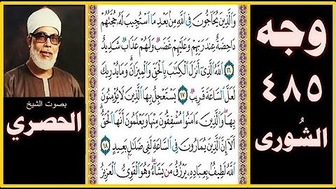 صفحة 485  سورة الشورى - بصوت الحصري - والذين يحاجون في الله من بعد ما استجيب له حجتهم داحضة عند ربهم