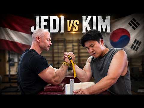 Armwrestling Practice: KIM TAE IN from South Korea in Latvia