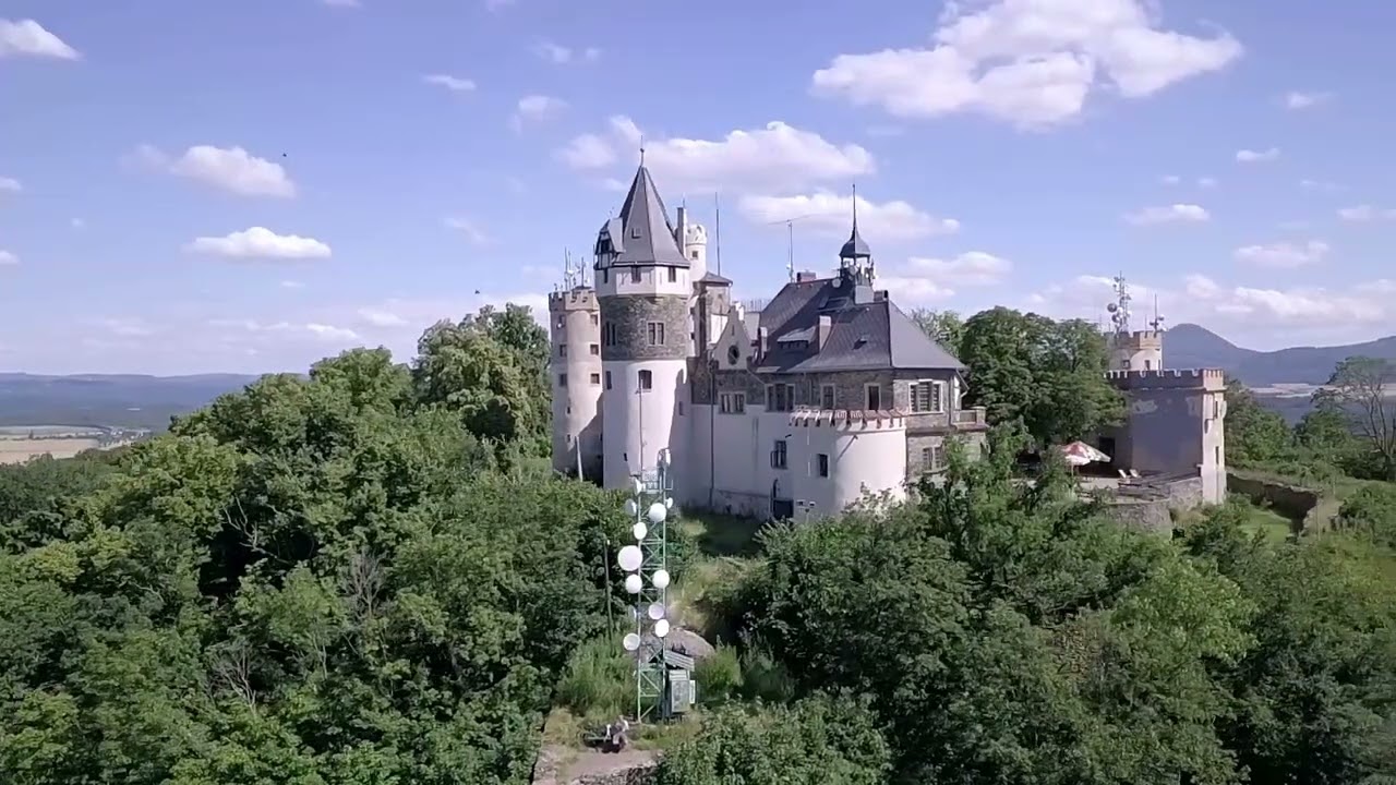 Teplice  - Observatory and Doubravka castle from drone