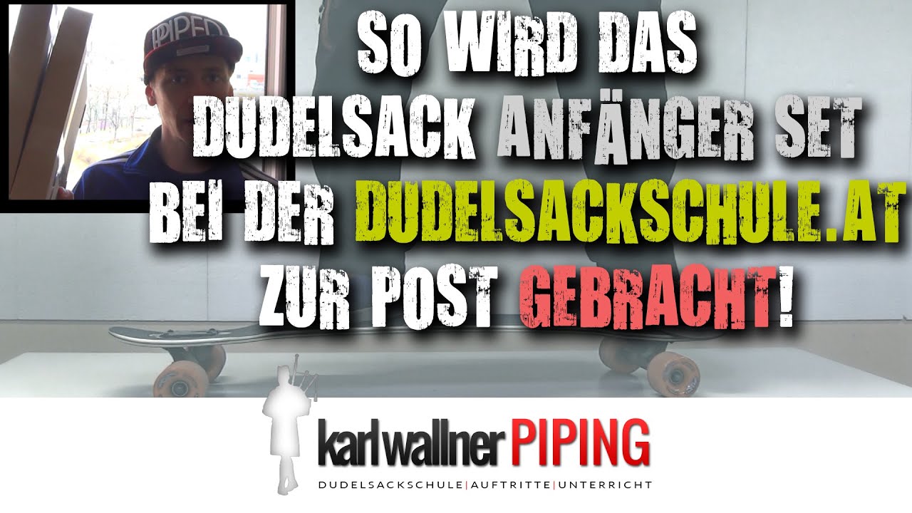 Dudelsack und Skateboard - So wird das Dudelsack Anfänger Set bei der Dudelsackschule.at Verschickt!