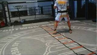 Vitor Belfort doing ladder drills in Stroops Striker Suit 2