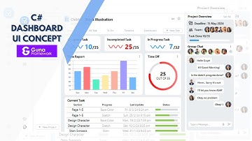 Project Management Dashboard UI Design Concept - C# WinForms with Guna UI Framework