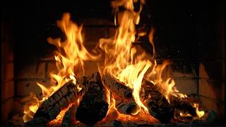 Real Wood Burning Fireplace 4K 🔥 Stone Hearth White Noise