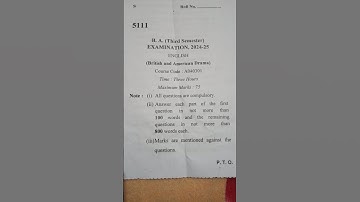 #B.A. 2nd year 3rd semester English Question Paper 2024-25 #