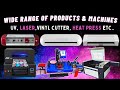 Uv printer vinyl cutters heat press laser cutting machine  arc sign machines  exhibition