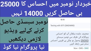 Ehsas Program 25000 Get SMS From 8171 | Ehsas Program New Updates Of 25000 From Government Code 8171