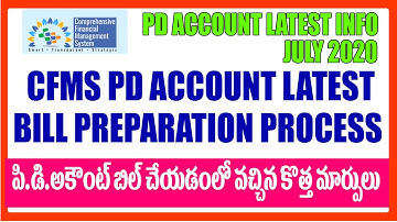 CFMS PD ACCOUNT LATEST Bill Preparation Process - PD ACCOUNT BILL LATEST UPDATES