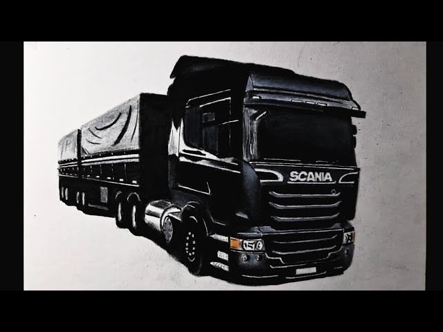 Scania top na carretinha arqueada #desenhando #caminhões
