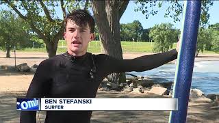 Surfers catch big waves on Lake Erie amid high water levels