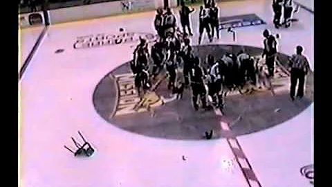 Verdun Dragons at Sorel Mission violent bench clearing brawl angle 2 LNAH 5 09 04