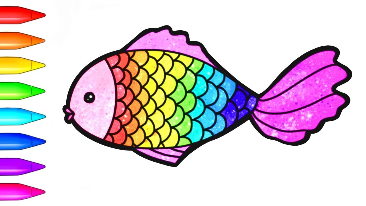 Rainbow Fish Coloring  Digital Art for Kids  Coloring and drawing for  Kids Toddlers