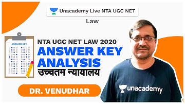 NTA UGC NET | Law Answer key Analysis 2020 | उच्चतम न्यायालय | Dr. Venudhar | Unacademy Live