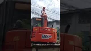 Hitachi Zaxis 75UR Mini Excavator Installing Precast U Ditch