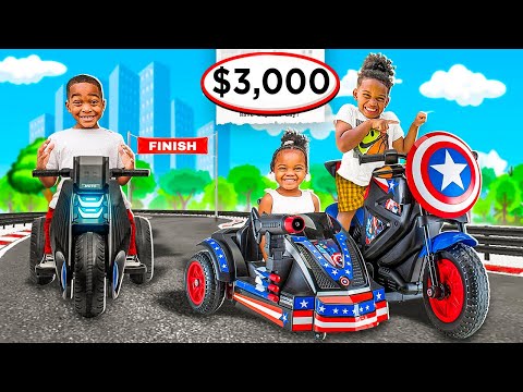 SURPRISING DJ, KYRIE, & NOVA WITH POWER WHEEL MOTORCYCLES | The Prince Family Clubhouse