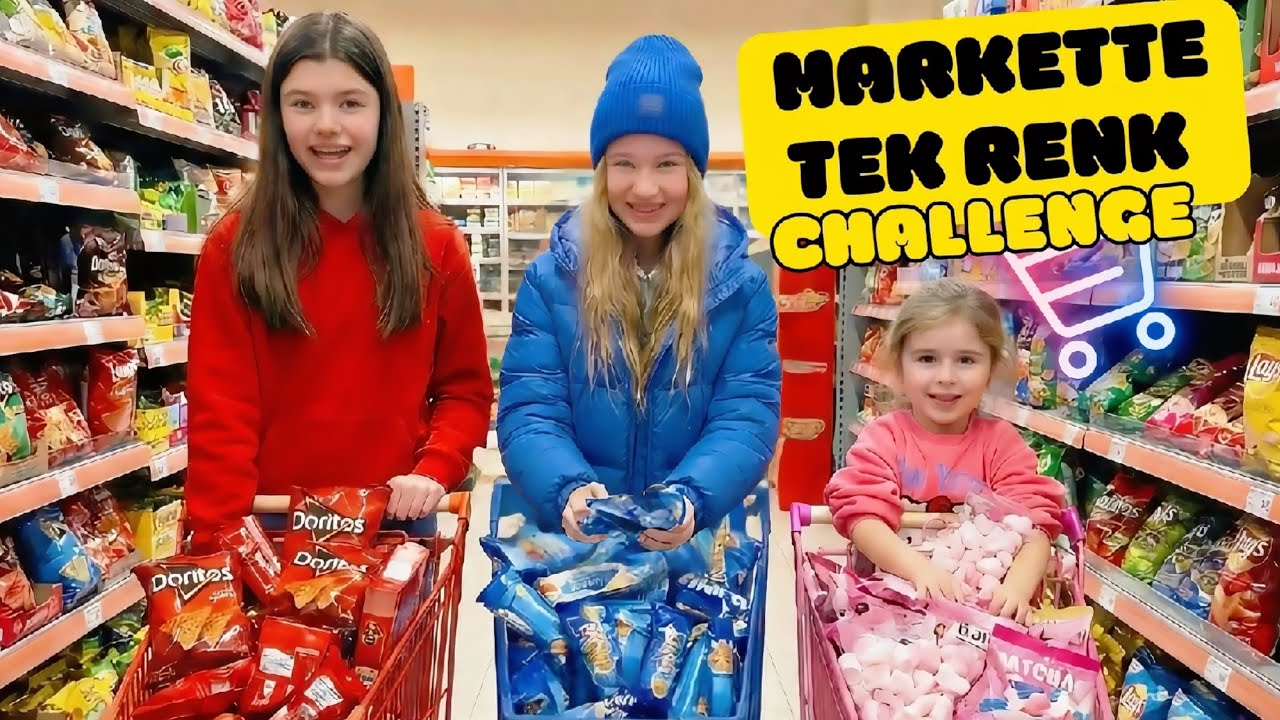 SEHER VE EVA İLE MARKETTE TEK RENK CHALLENGE!