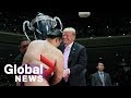 Trump becomes 1st U.S. president to watch sumo in Japan