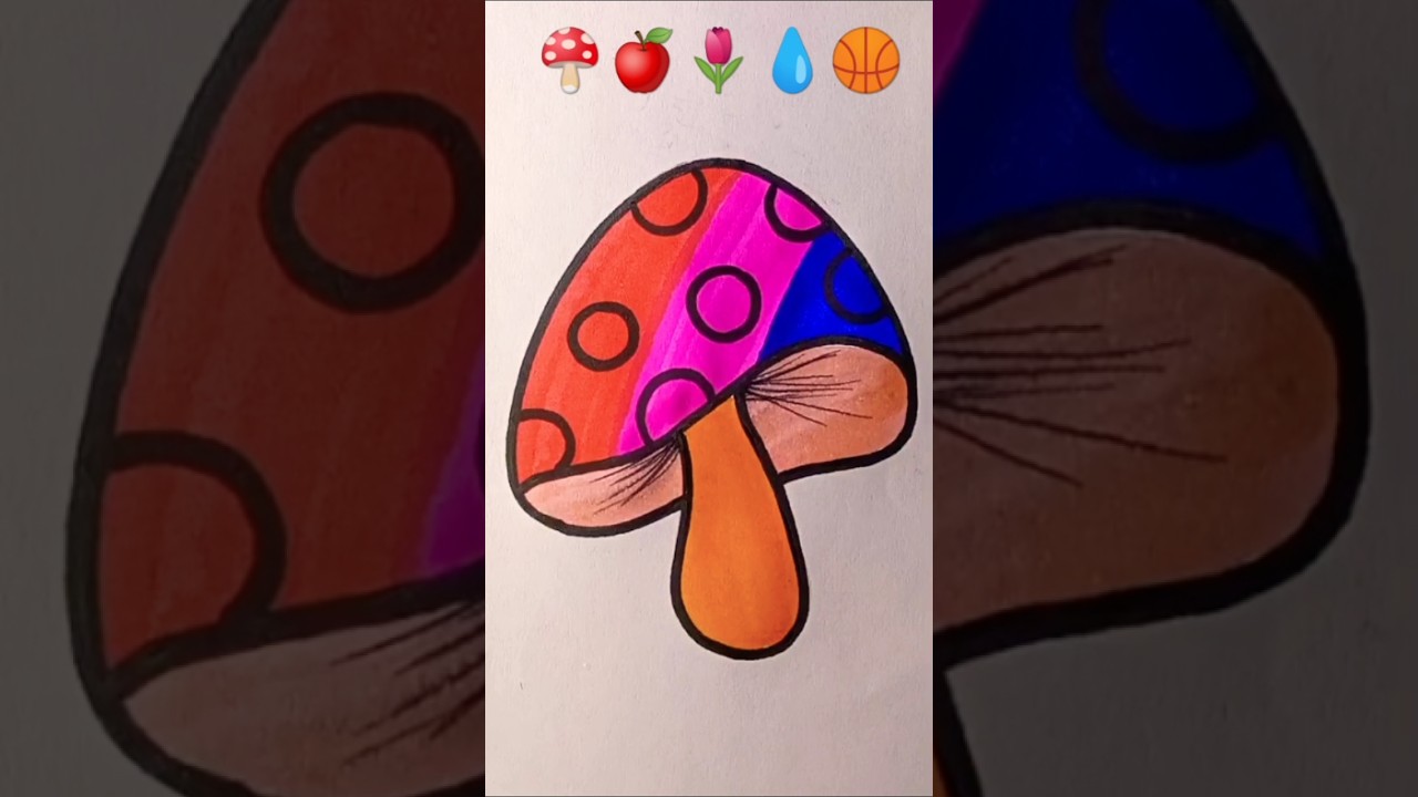 simple creative art//🍄🌷💧🍎🏀//