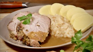 Big piece of roast meat, delicious sauce and cabbage! You will love this food!