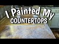 How to Paint Countertops - Looks Like Slate - $65 DIY Budget Friendly Kitchen Update