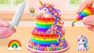 Magical Rainbow Rose 2-Tier Unicorn Cake 🌈🦄 Satisfying Decorating ASMR Challenge | Lily Little Cake screenshot 4