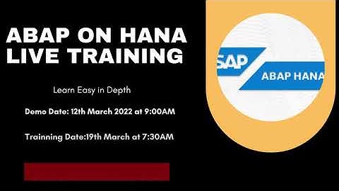 ABAP ON HANA Live Training | ABAP ON HANA FREE DEMO CLASS