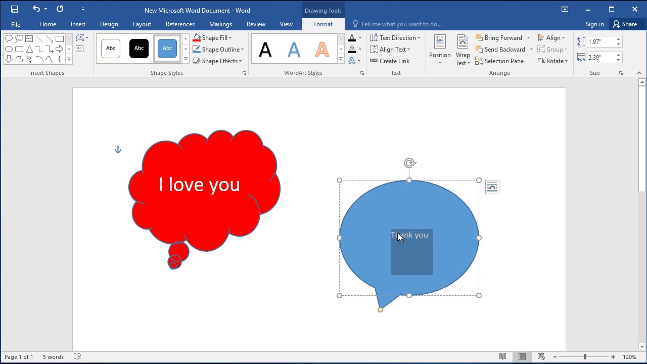 how to create speech bubble in word