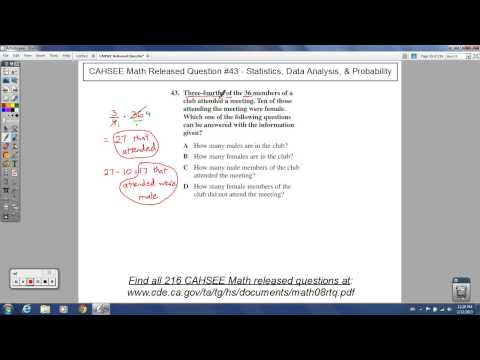 CAHSEE Math - Released Question #43 (Word Problems and Fractions)