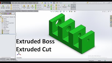 SolidWorks Tutorial  for Beginners #1 :Extruded Boss & Extruded cut