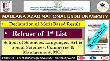 Manuu Merit Based Course 1st List 2022 || Merit Based Course Result 2022 || @UniversityWorld