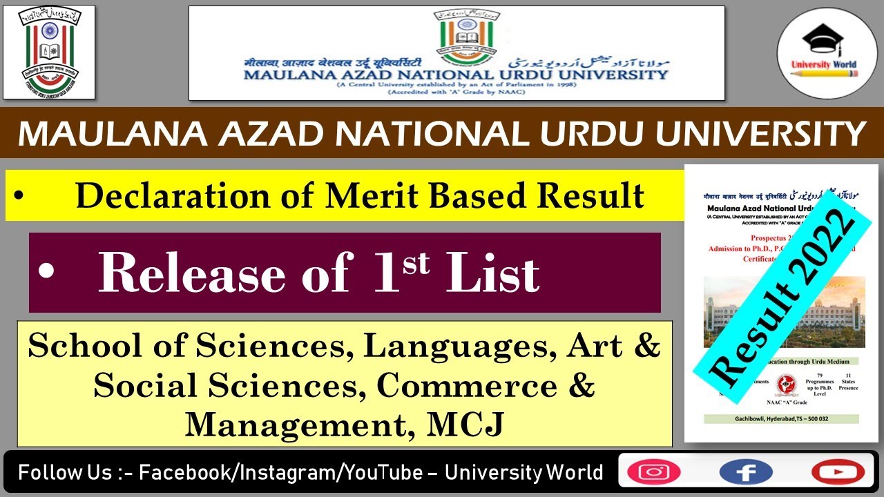 Manuu Merit Based Course 1st List 2022 || Merit Based Course Result 2022 || 
