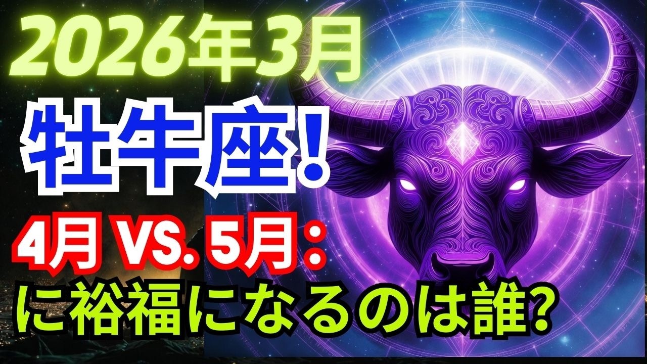 2026年3月牡牛座金運が爆発！4月生まれ vs 5月生まれ、どっちが本当に豊かになる？
