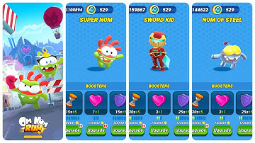 Om Nom Run New Feature Get Booster Gameplay Super Nom vs Sword Kid vs Nom of Steel