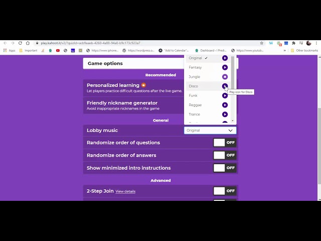 Easily change the lobby music when you play a Kahoot - YouTube