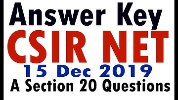 Answer Key CSIR NET 15 Dec 2019 Part A