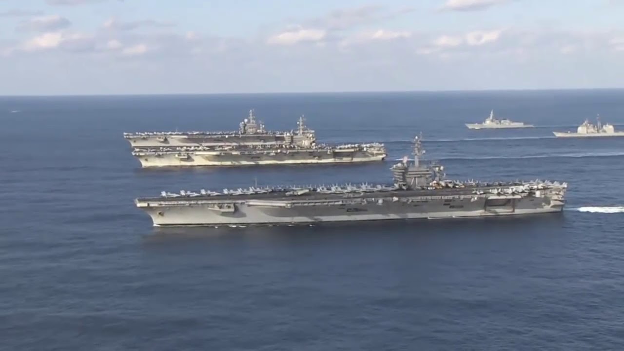 U S  Navy Conduct Rare Three Carrier Strike Force Exercise in Western  Pacific Korean peninsula