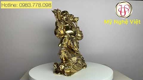 Tượng Phật Di Lặc cưỡi cá chép- đồng vàng